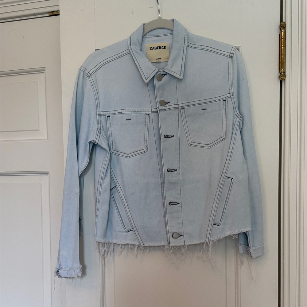 L'AGENCE Soft Blue Jean Jacket